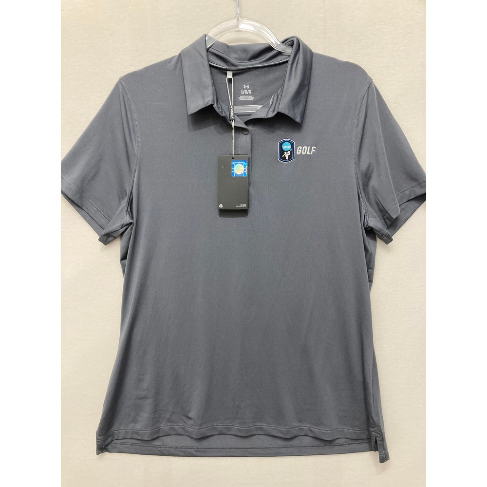 New Under Armour Womens Polo Shirt Large Gray NCAA Golf UPF 50+ Performance